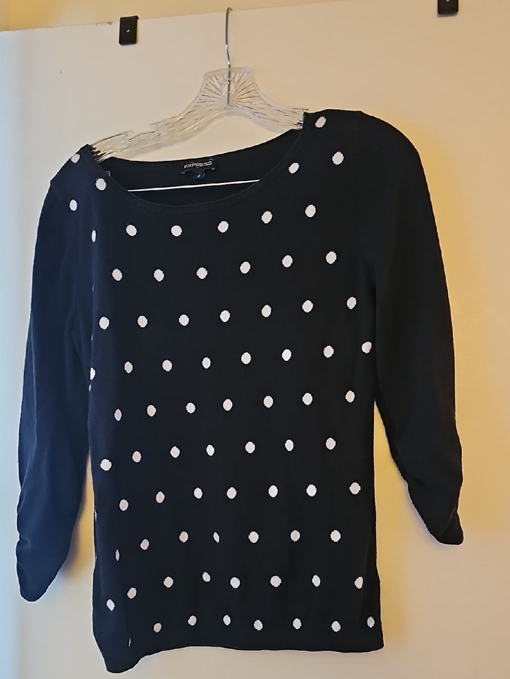 Express Black Polka Dot Crewneck Sweater